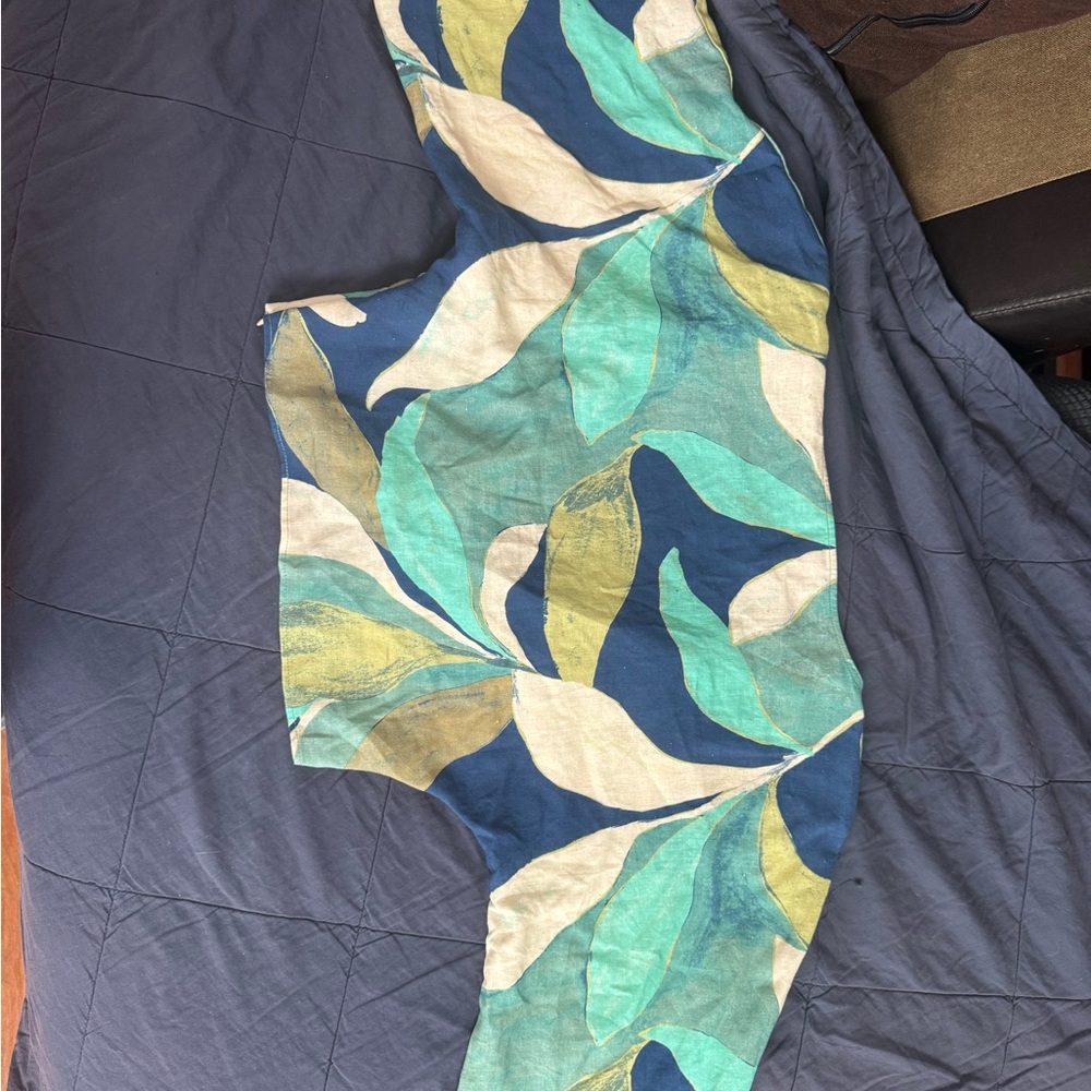 Zara Blue Multi Tropical Knot-Front V-Neck Top - Picture 9 of 11